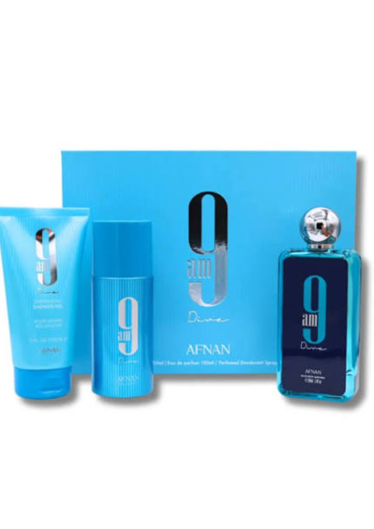 AFNAN 9AM GIFT SET DIVE EDP 100 ML + SHOWER GEL 150 ML + DEOSPRAY 150 ML